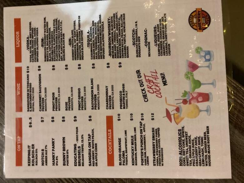 Porter Pizza Brewery - Sandy Springs, GA menu_pic