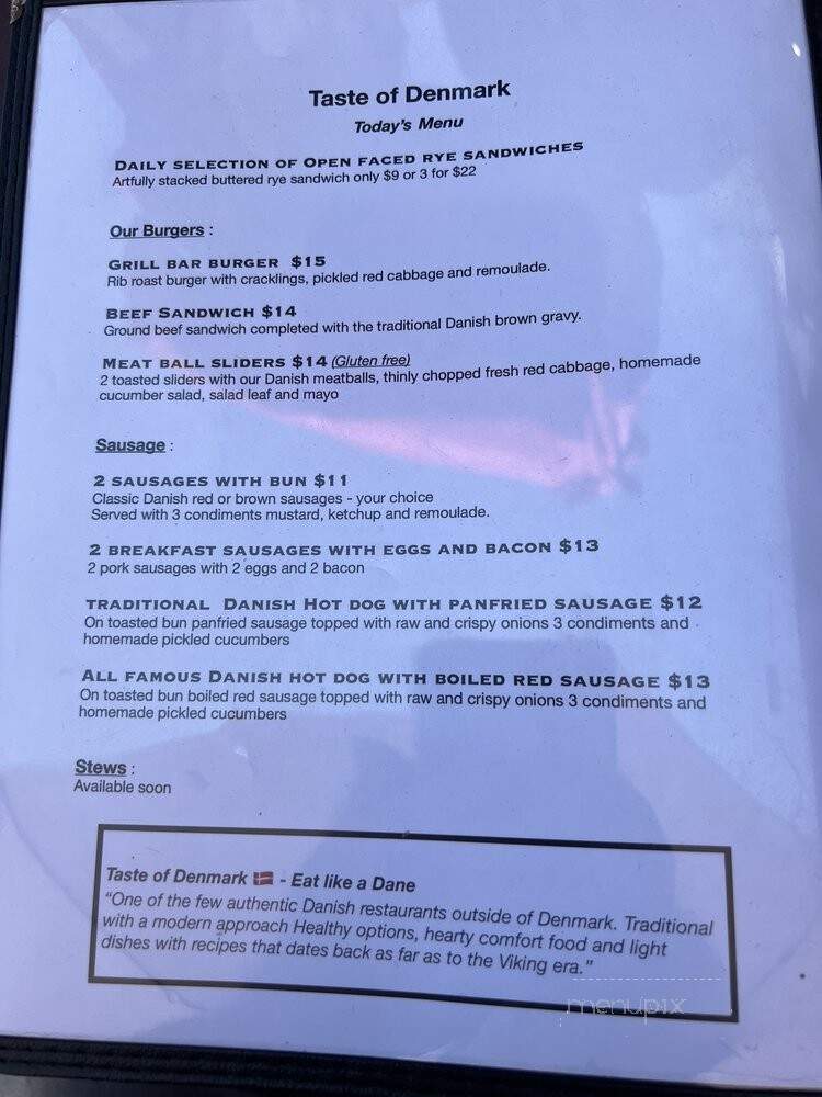 Taste Of Denmark - San Diego, CA menu_pic