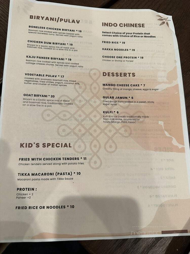 Sankranti Indian and Intercontinental - Johns Creek, GA menu_pic