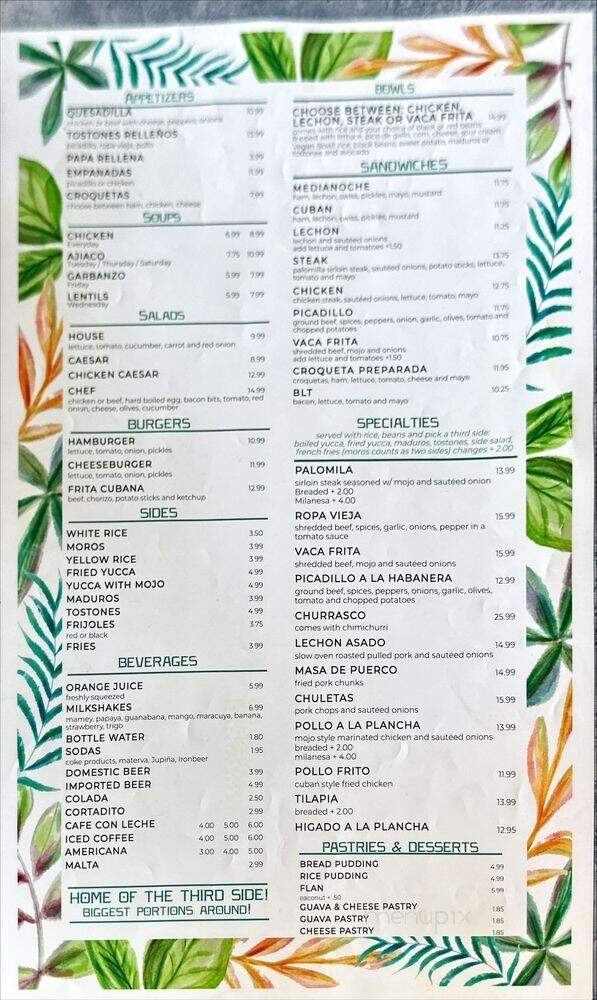Mima's 1868 Cuban Cafe - Coral Springs, FL menu_pic