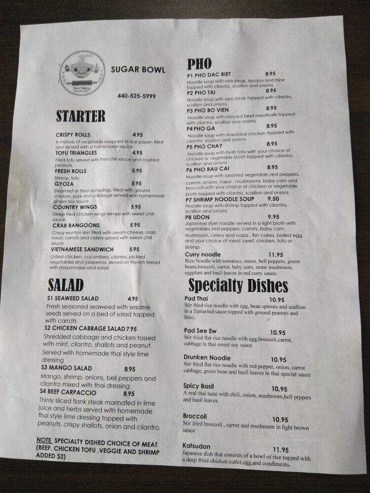 Sugar Bowl - Willoughby, OH menu_pic