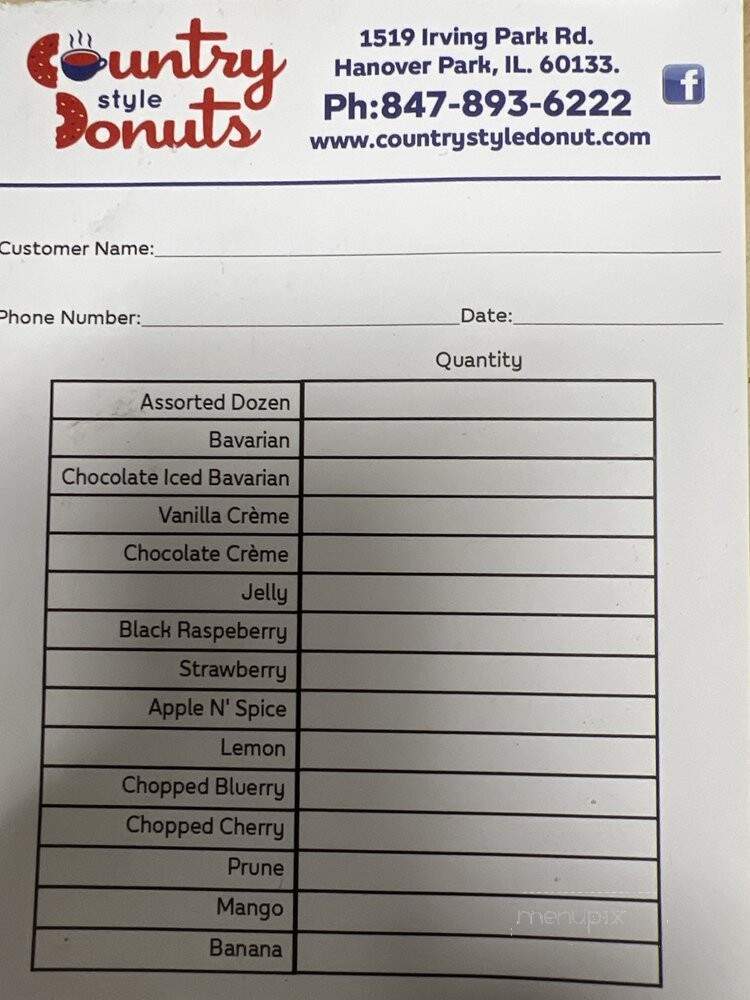 Country Style Donuts - Hanover Park, IL menu_pic