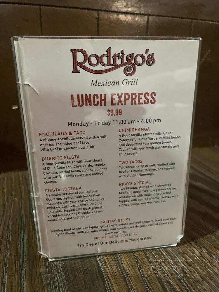 Rodrigo's Mexican Grill - Artesia, CA menu_pic