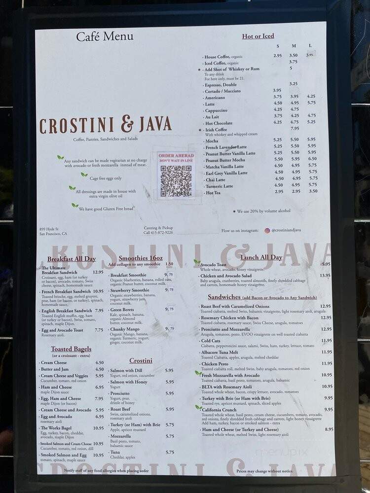 Crostini & Java - San Francisco, CA menu_pic