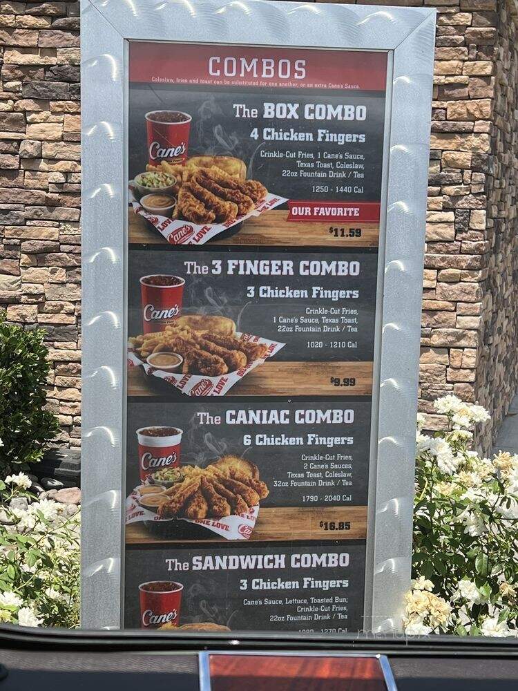Raising Cane's Chicken Fingers - San Bernardino, CA menu_pic