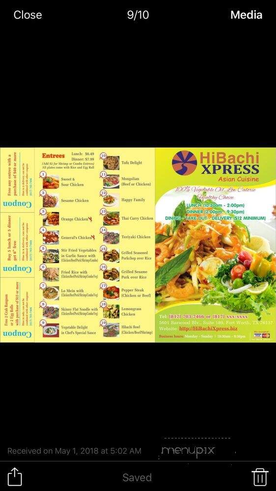 Hibachi Xpress - Fort Worth, TX menu_pic