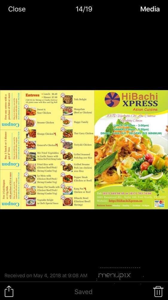 Hibachi Xpress - Fort Worth, TX menu_pic