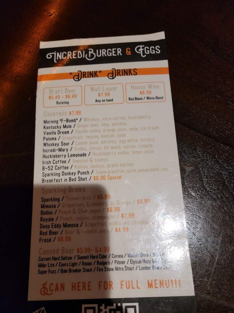 Incrediburger and Eggs - Spokane, WA menu_pic