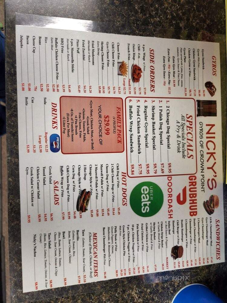 Nickys Gyros - Crown Point, IN menu_pic