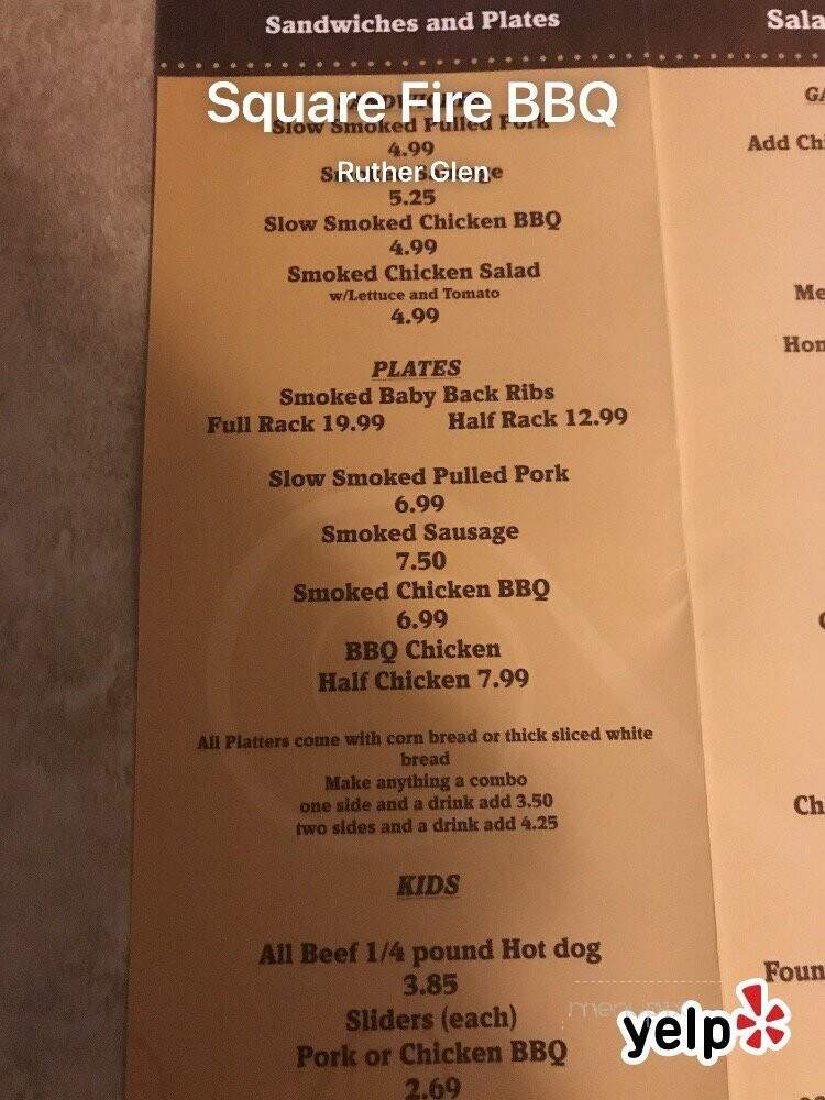 Square Fire BBQ - Ruther Glen, VA menu_pic