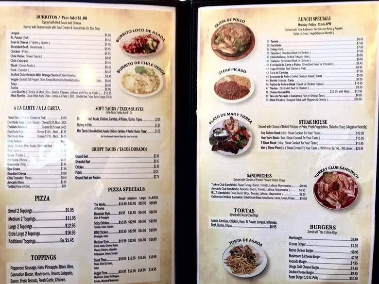 Mauricio's Mexican food and Pizza - Covina, CA menu_pic