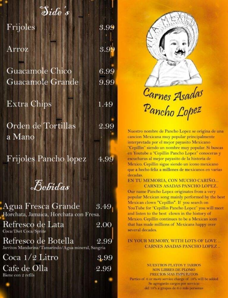 Carnes Asadas Pancho Lopez - Los Angeles, CA menu_pic
