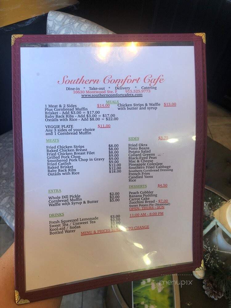 Southern Comfort Cafe - El Paso, TX menu_pic