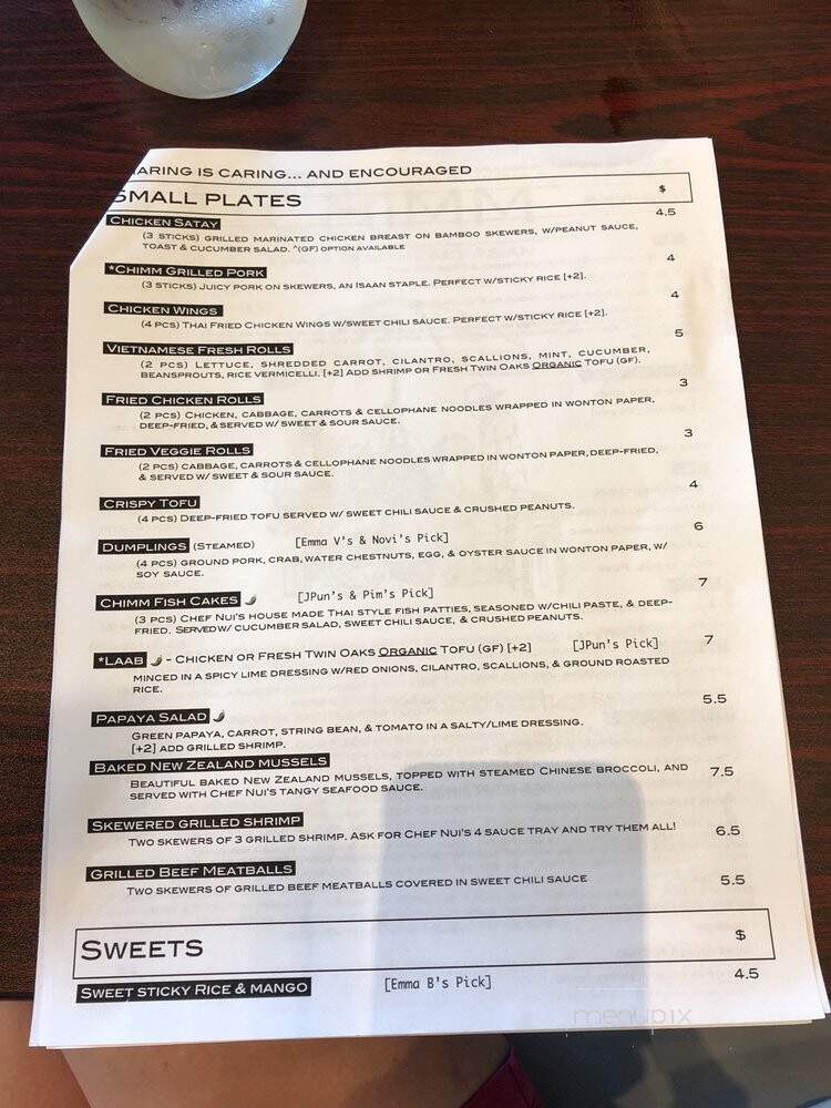 Chimm Thai & South East Asian Street Food - Charlottesville, VA menu_pic