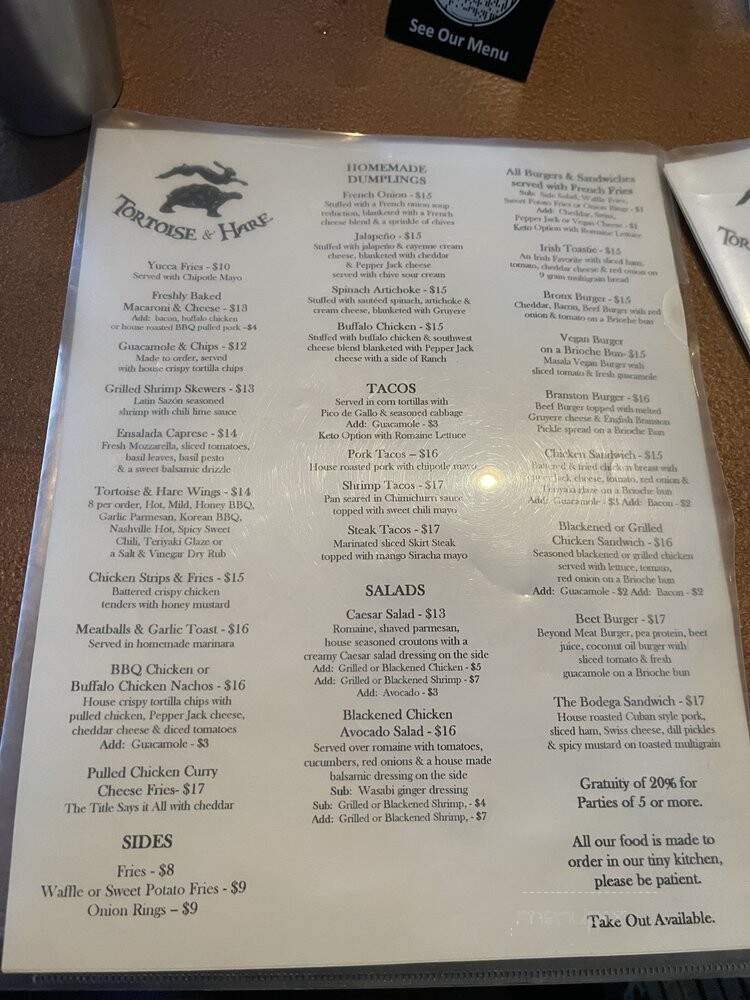 Tortoise & Hare - Bronx, NY menu_pic