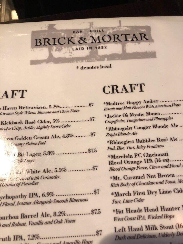 Brick & Mortar - Cincinnati, OH menu_pic