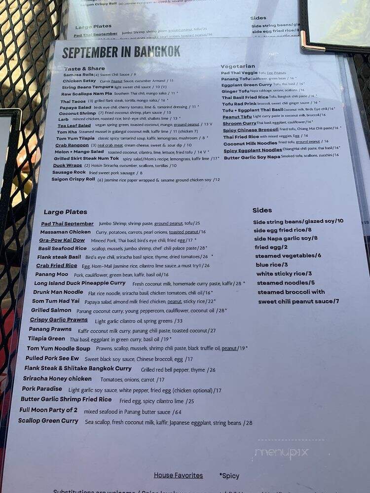 September in Bangkok - New Haven, CT menu_pic