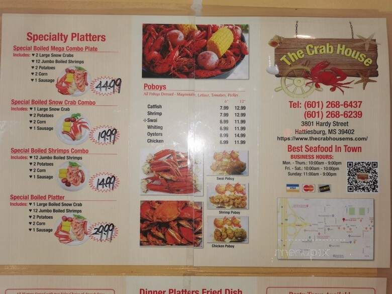 The Crab House - Hattiesburg, MS menu_pic