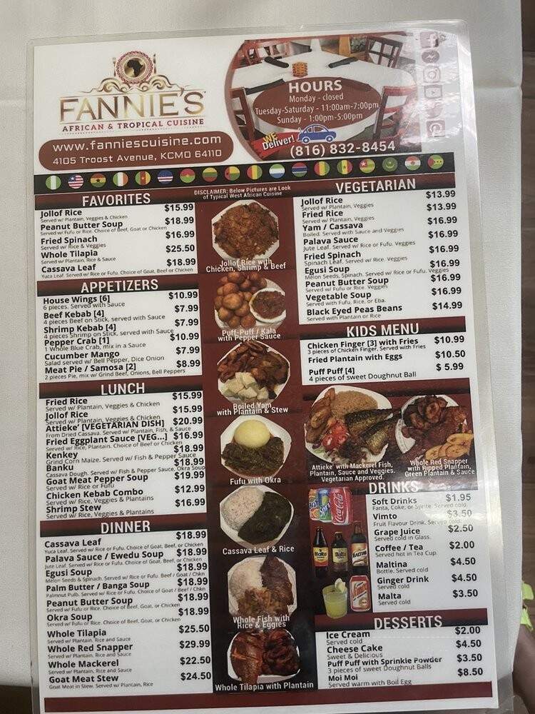 Fannie's African & Tropical Cuisine - Kansas City, MO menu_pic