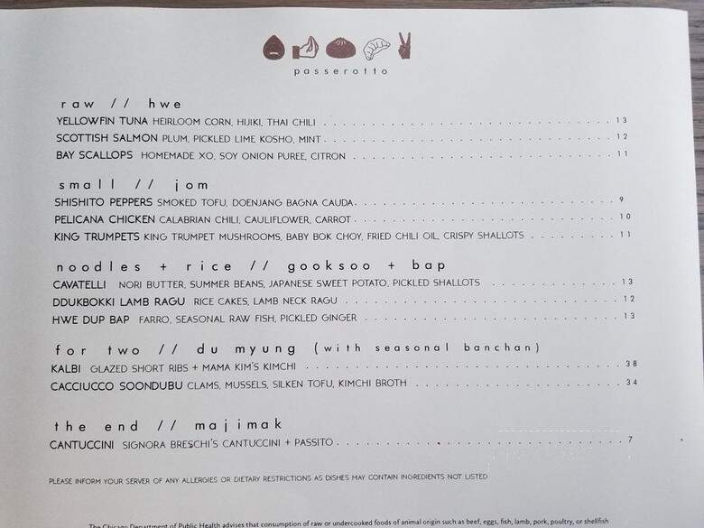 Passerotto - Chicago, IL menu_pic