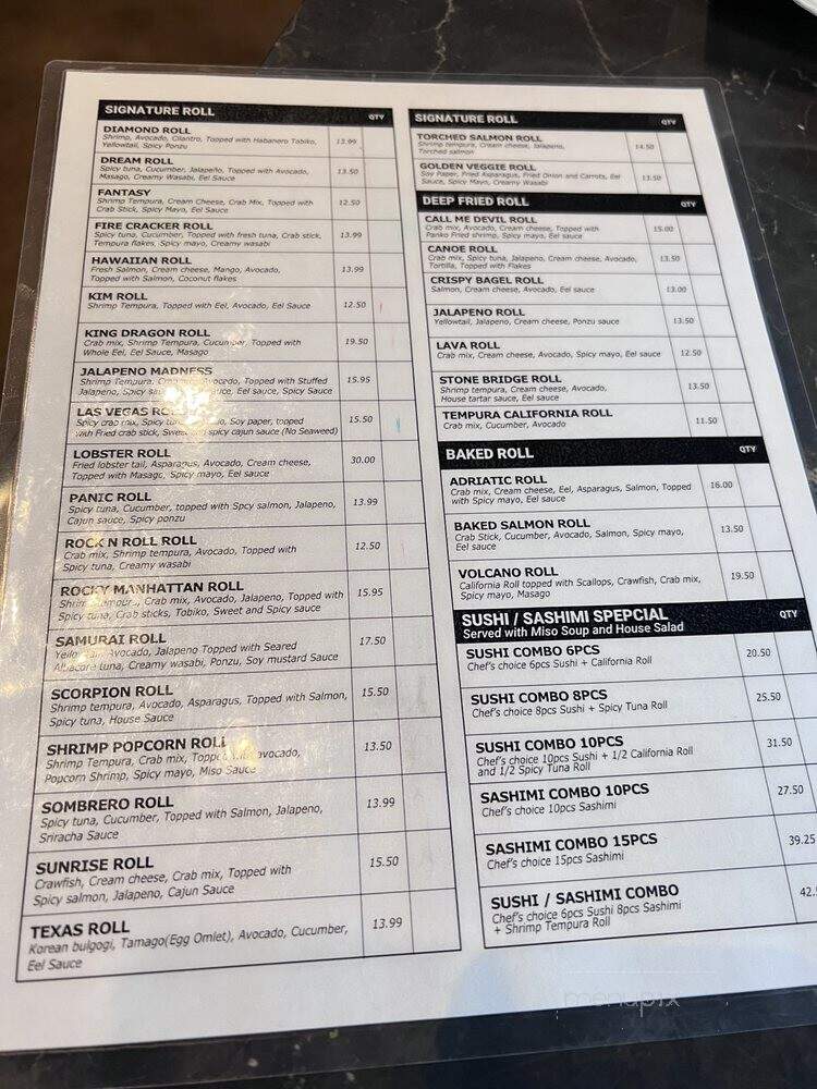 Umai Sushi - McKinney, TX menu_pic