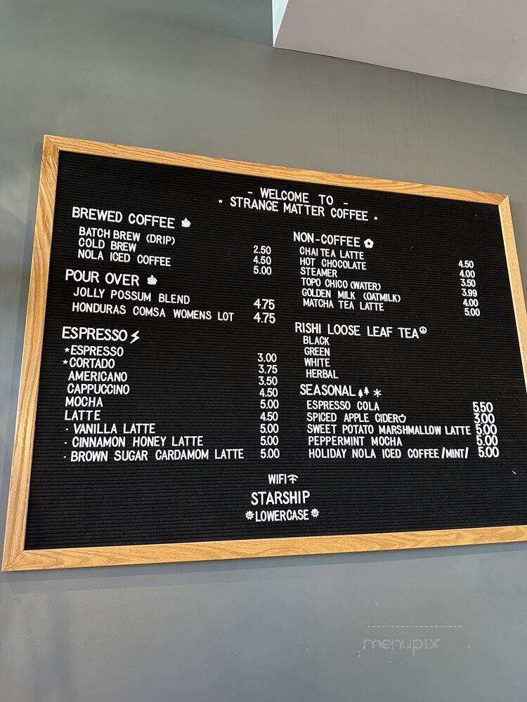 Strange Matter Coffee - Lansing, MI menu_pic
