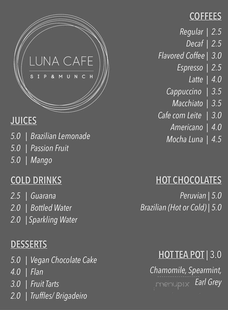 Luna Cafe - St. Augustine, FL menu_pic