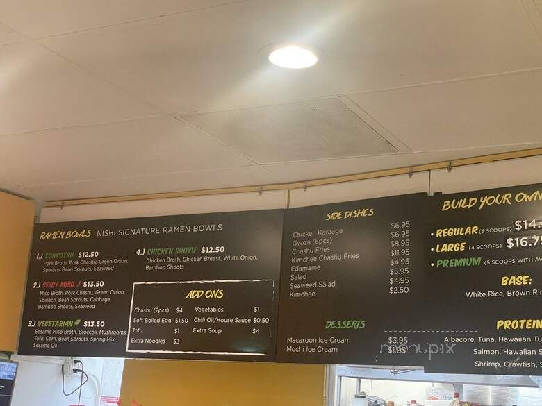 Nishi Poke & Ramen Bar - Culver City, CA menu_pic