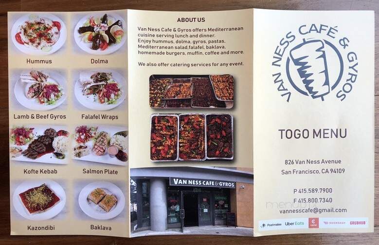 Van Ness Cafe & Gyros - San Francisco, CA menu_pic