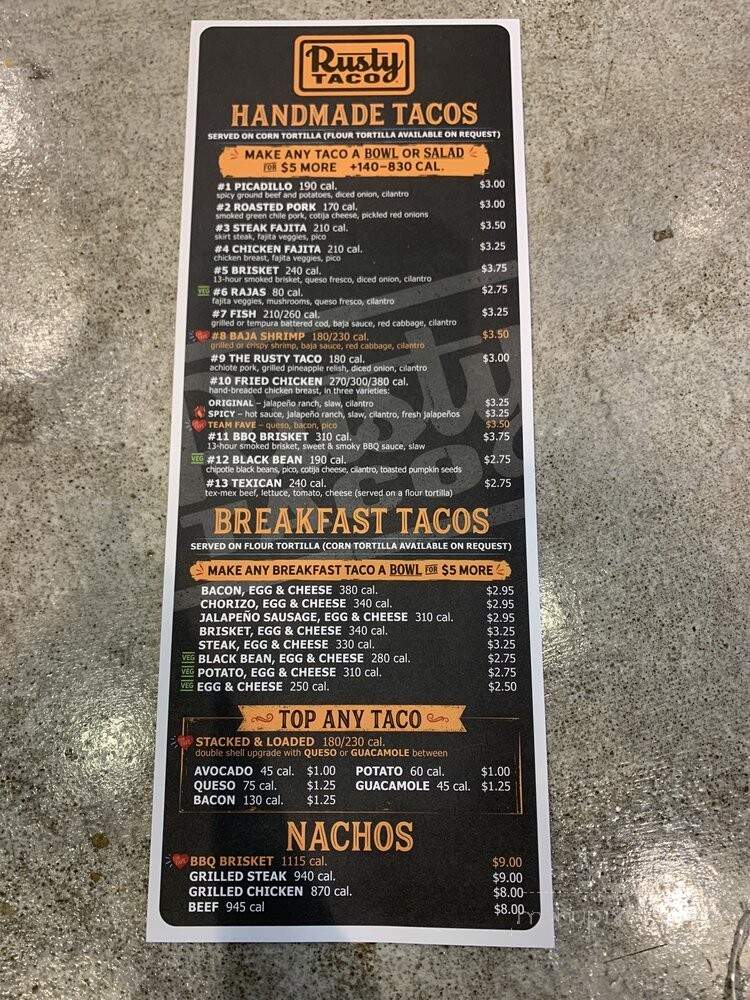 Rusty Taco - Beaumont, TX menu_pic