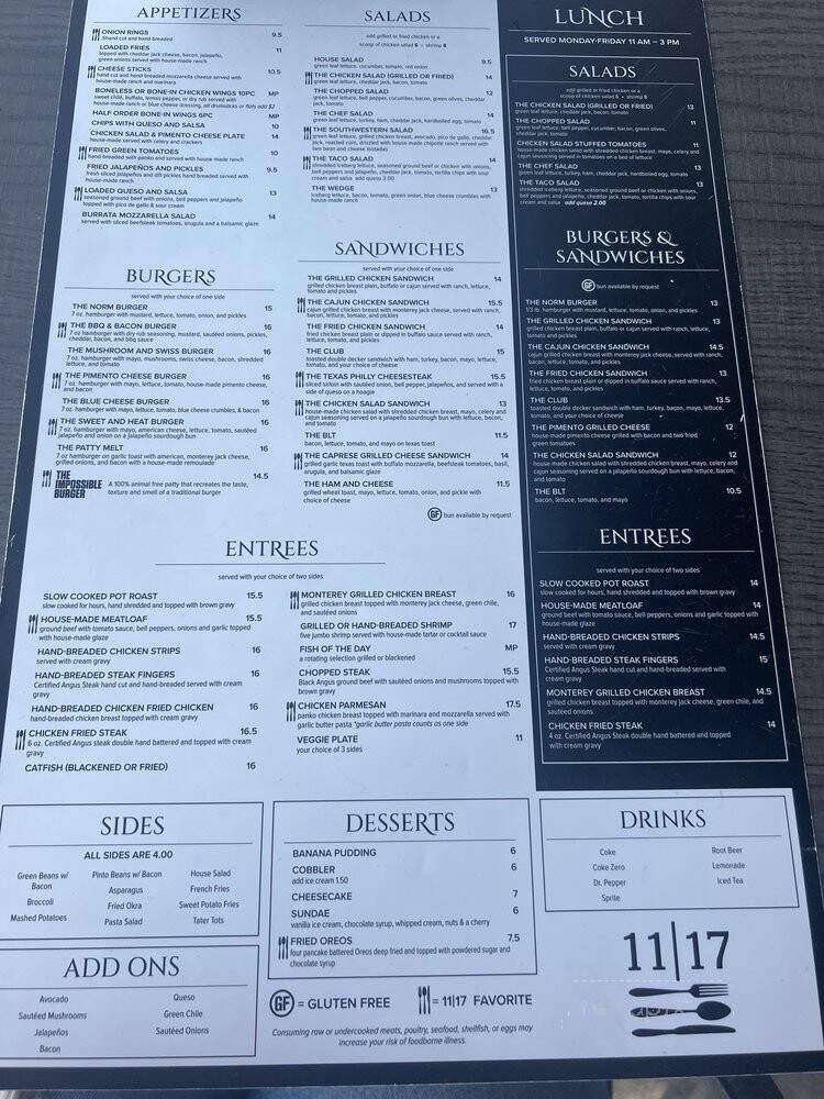 Eleven 17 - McKinney, TX menu_pic