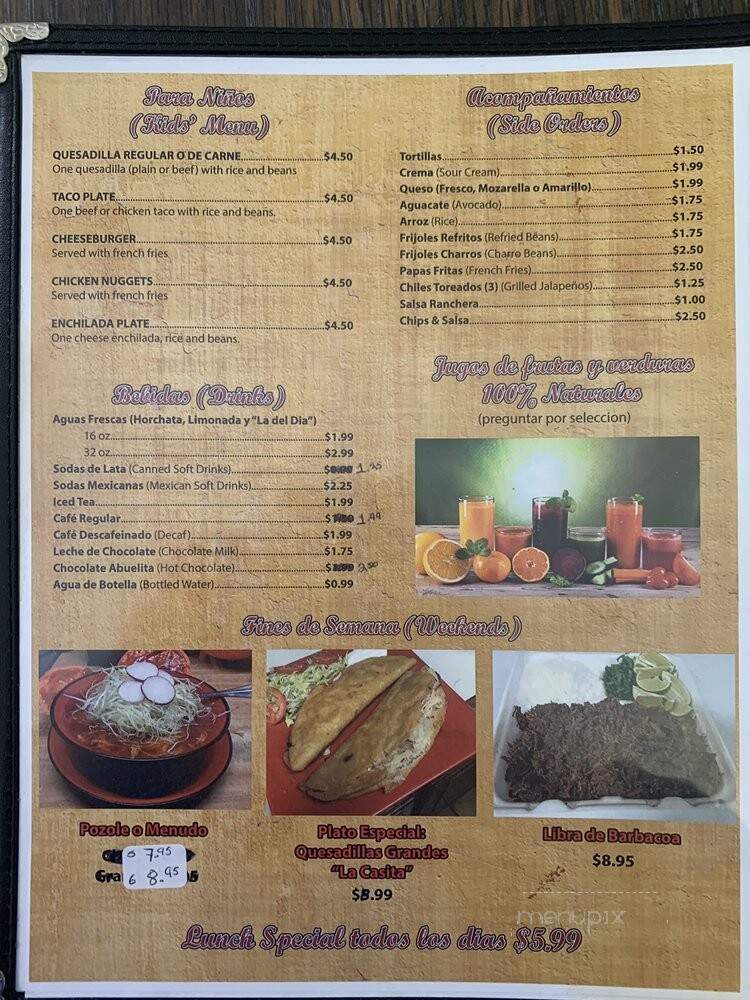 La Casita - Pasadena, TX menu_pic