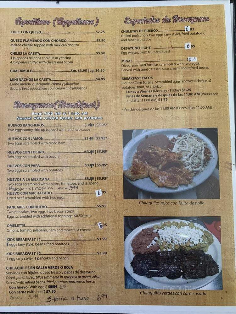 La Casita - Pasadena, TX menu_pic