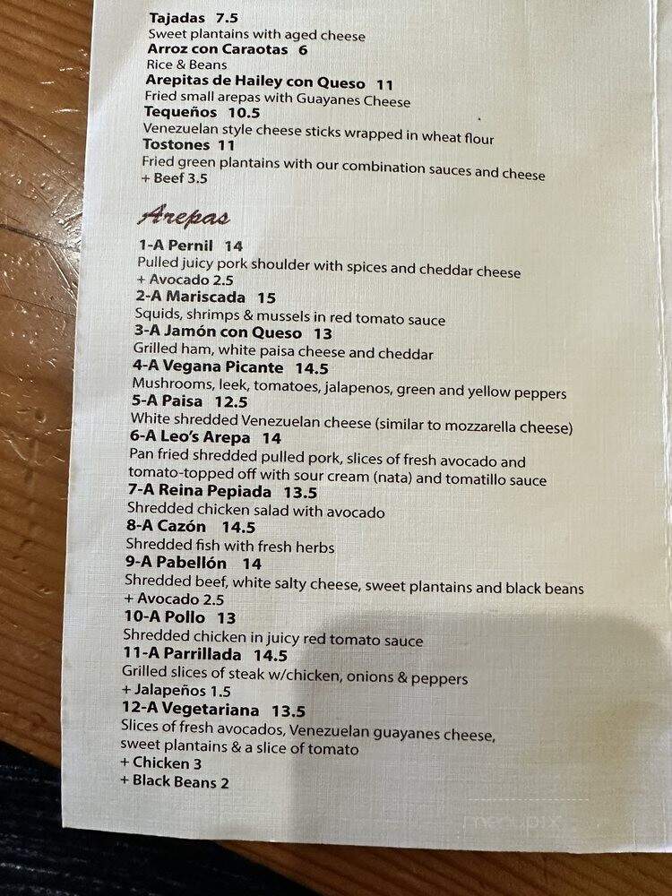 Arepera Guacuco Restaurant - Brooklyn, NY menu_pic