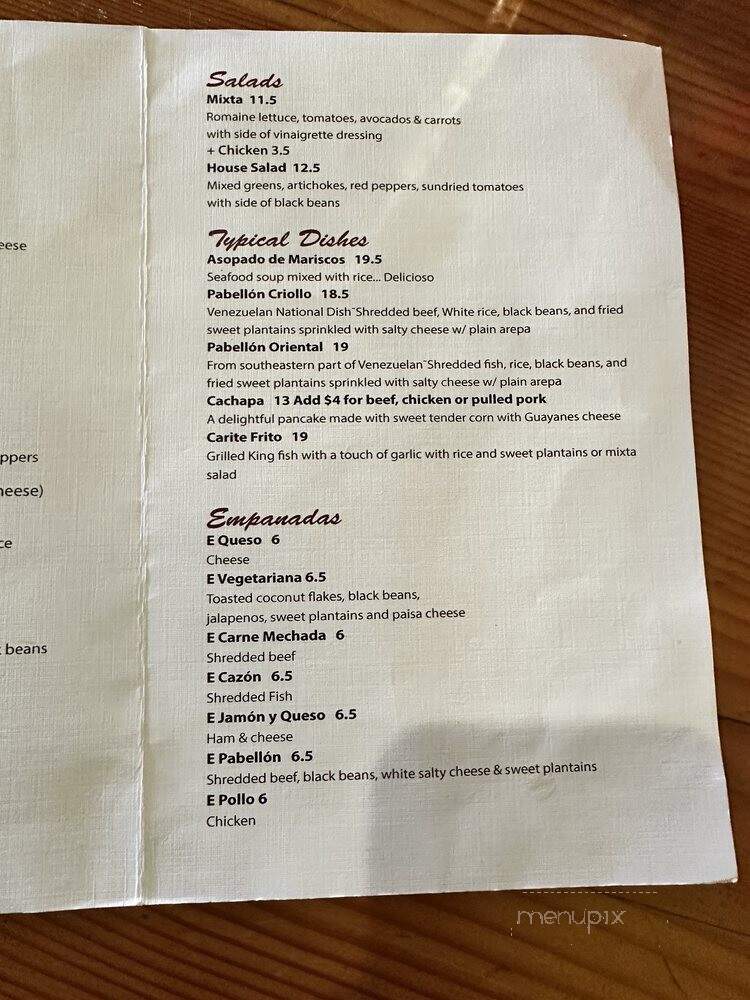 Arepera Guacuco Restaurant - Brooklyn, NY menu_pic