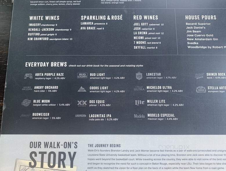 Walk-On's Sports Bistreaux - Waco, TX menu_pic