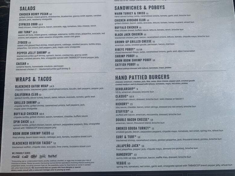 Walk-On's Sports Bistreaux - Waco, TX menu_pic