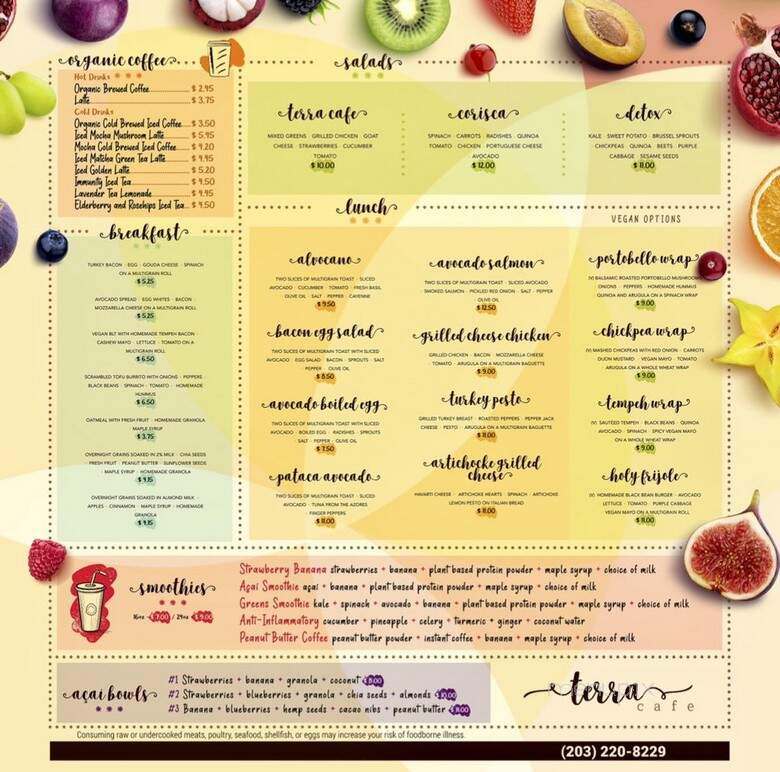 Terra Cafe - Monroe, CT menu_pic
