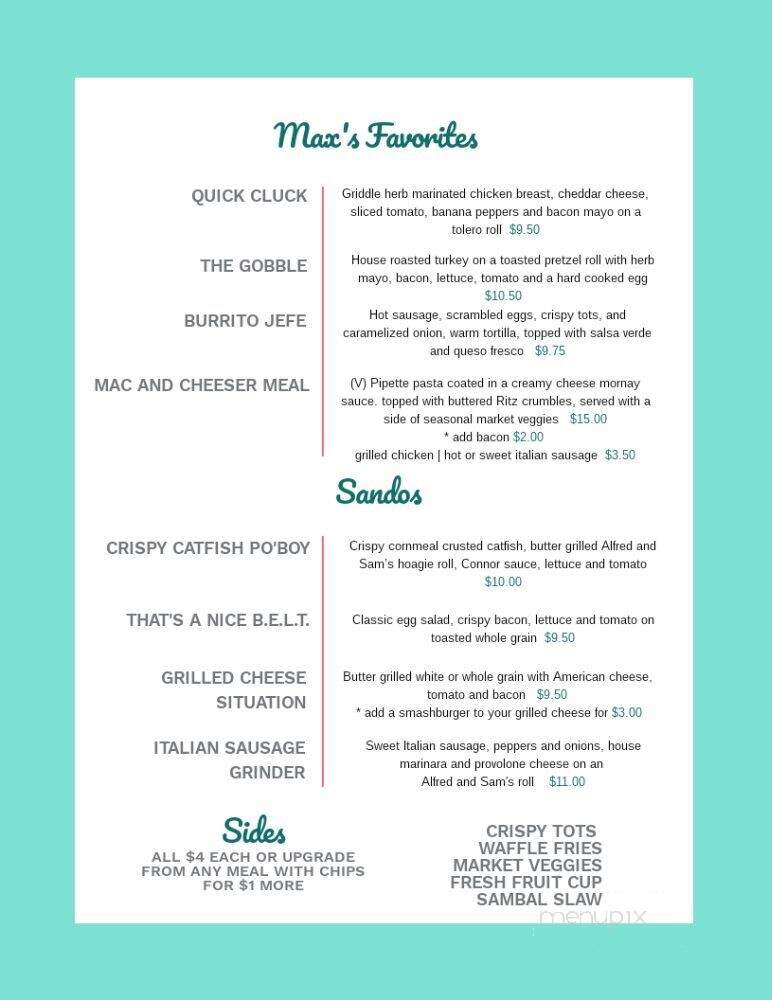 Max's Eatery - Lancaster, PA menu_pic