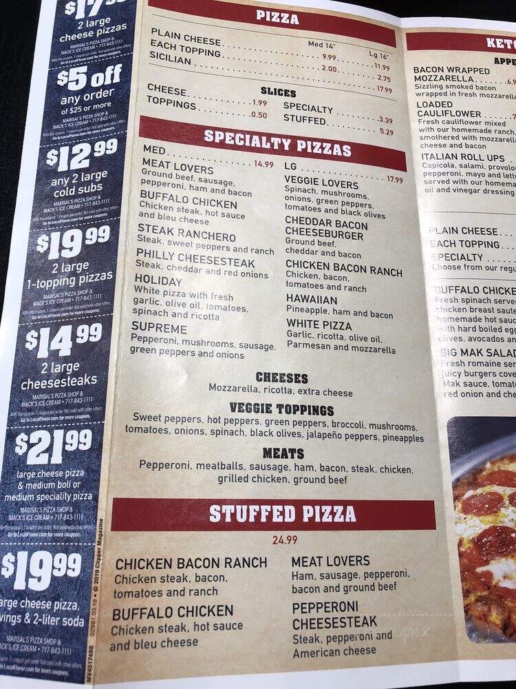 MariSal's Pizza Shop - York, PA menu_pic