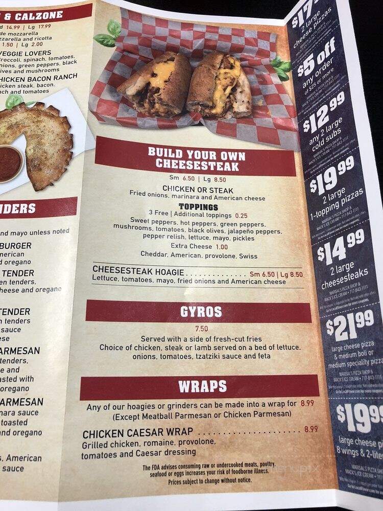 MariSal's Pizza Shop - York, PA menu_pic