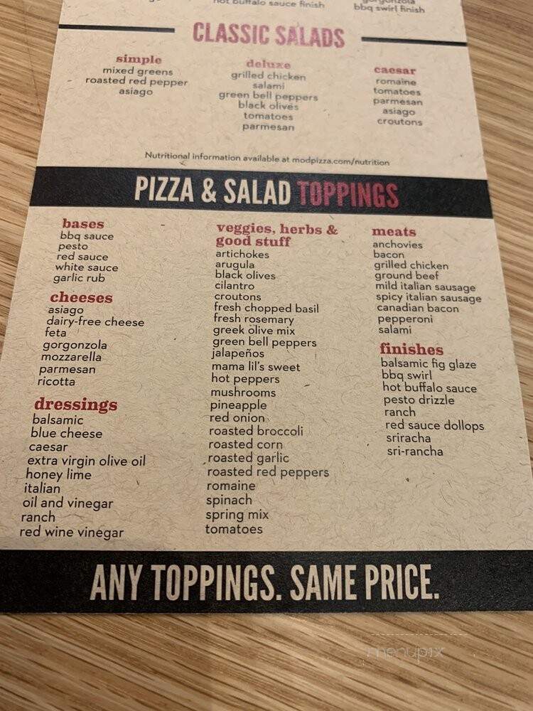 MOD Pizza - Cary, NC menu_pic