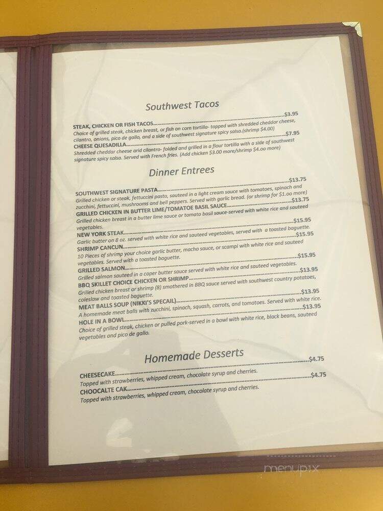 Cafe Southwest - Los Angeles, CA menu_pic