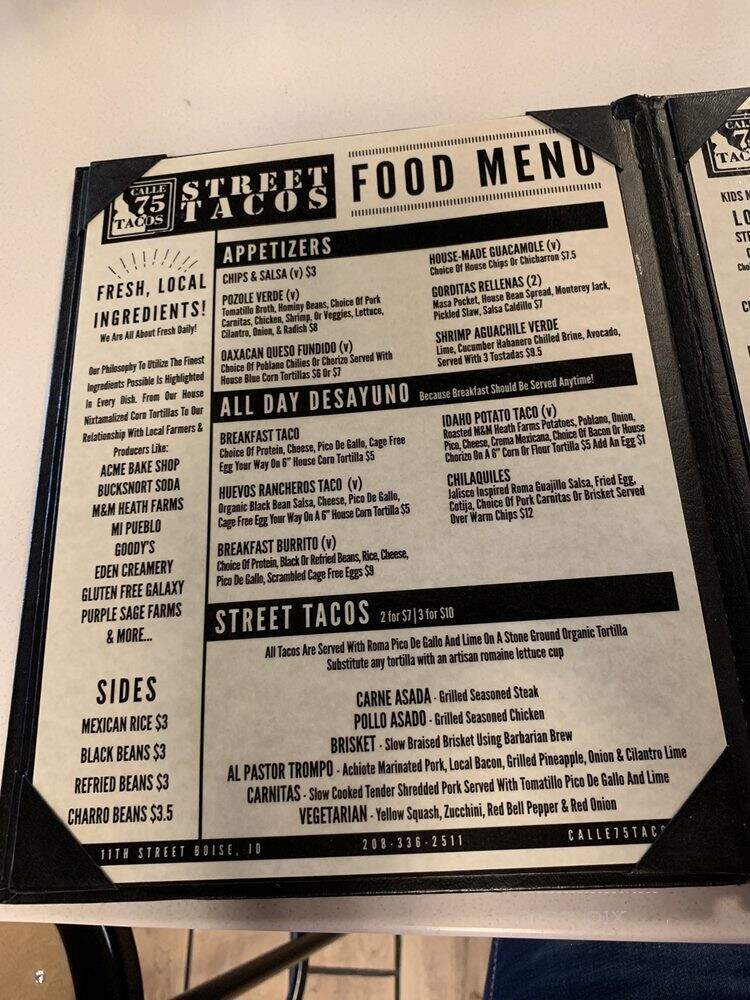 Calle 75 Downtown - Boise, ID menu_pic