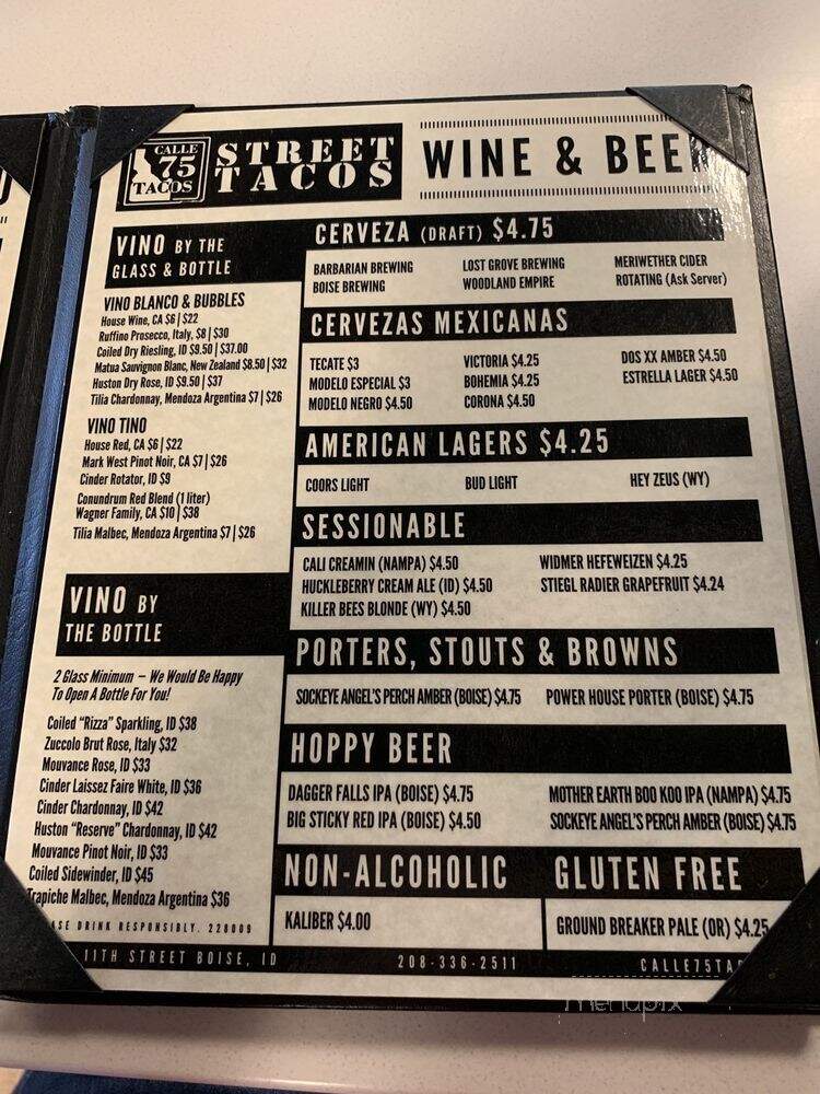 Calle 75 Downtown - Boise, ID menu_pic