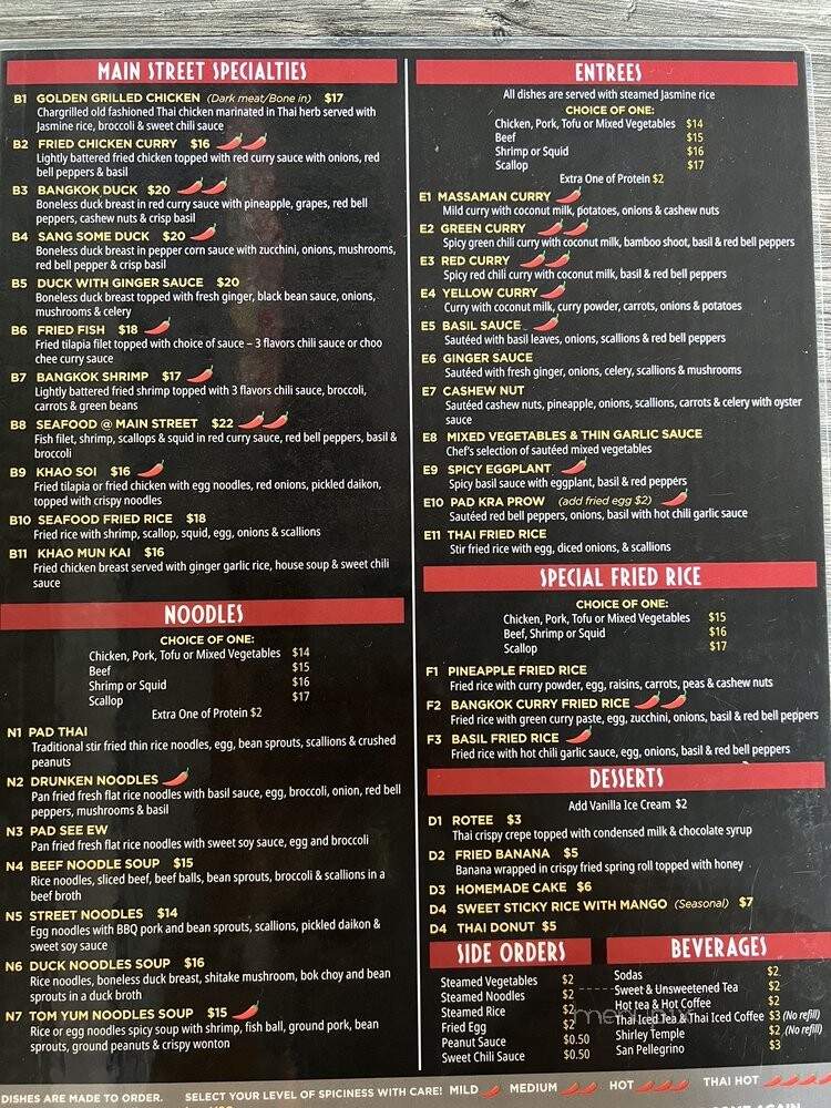 Thai At Main Street - Durham, NC menu_pic