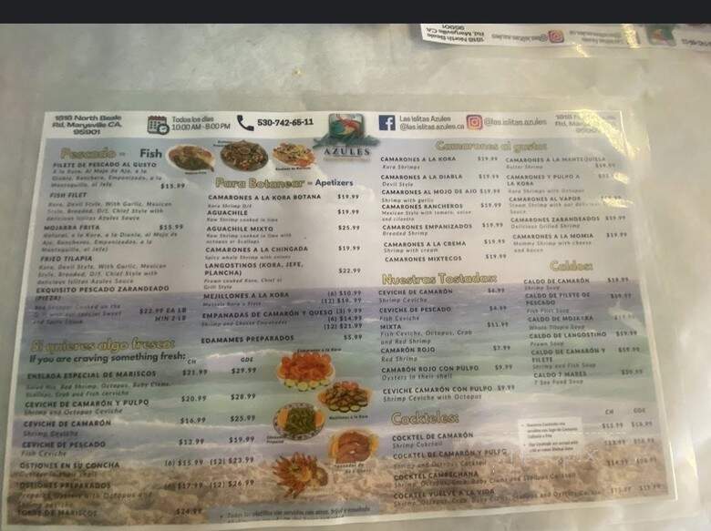 Mariscos El Chico - Linda, CA menu_pic