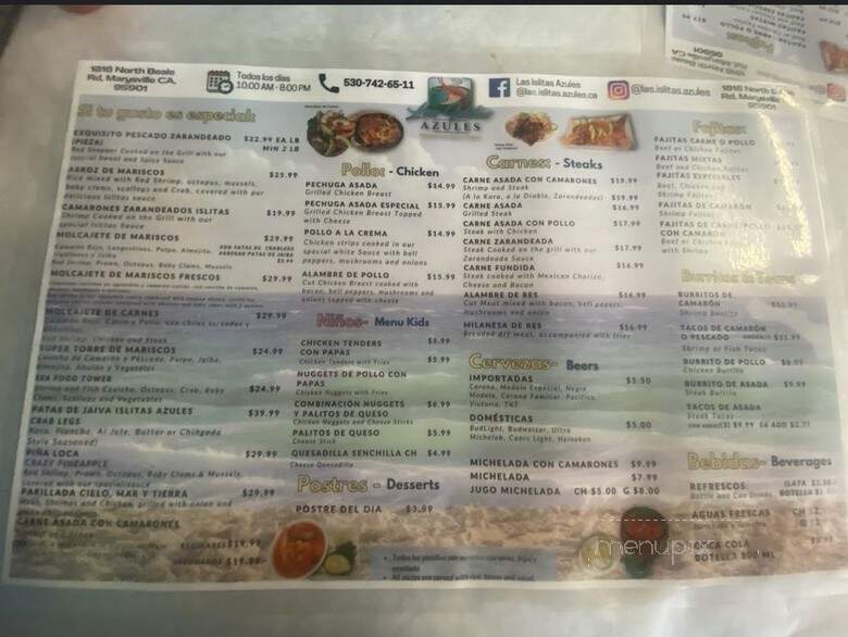Mariscos El Chico - Linda, CA menu_pic