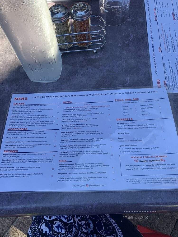 Pizzeria Sul Lago - Lake Oswego, OR menu_pic