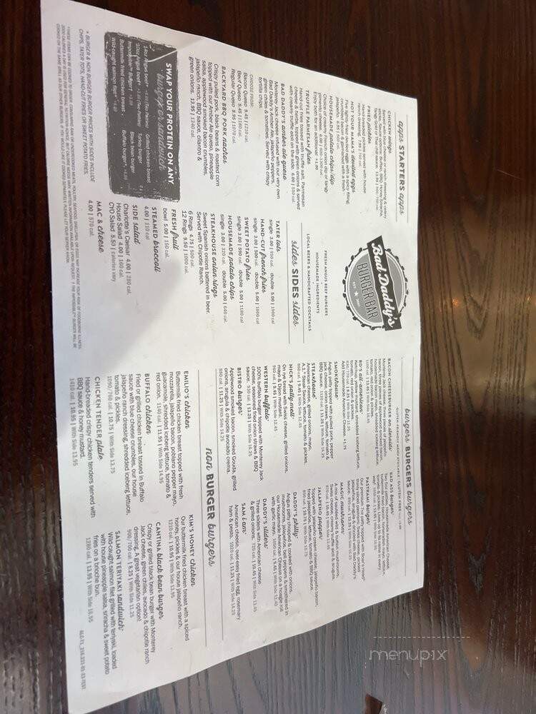 Bad Daddy's Burger Bar - Greensboro, NC menu_pic